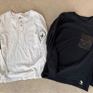 H&M and Abercrombie Kids Long Sleeve Henley and Pocket Tee - Gray and Black